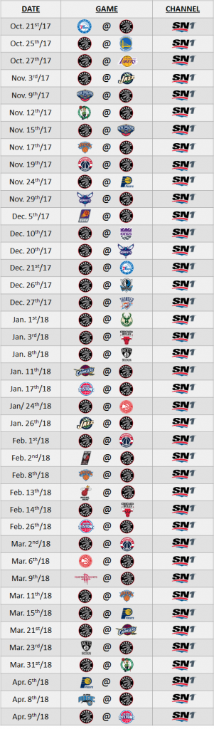 2017-18 Raptors Schedule - Sportsnet+